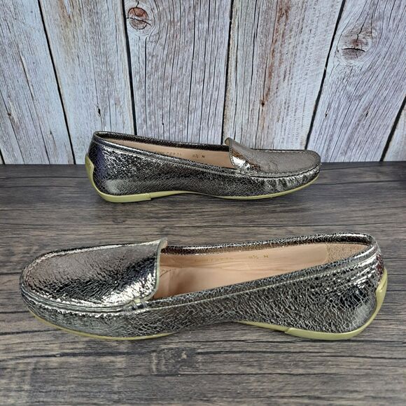 Stuart Weitzman Mach 1 Moc Toe Loafer Women's Sz 8.5 N Narrow Pewter (Worn Once) - Picture 5 of 9
